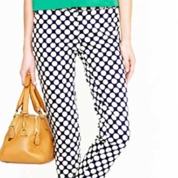 J. Crew Navy and Cream Polka Dot Pants - Picture 1 of 8
